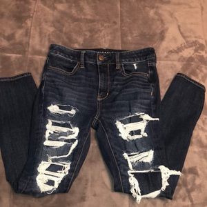American Eagle jeans with covered rips high waist